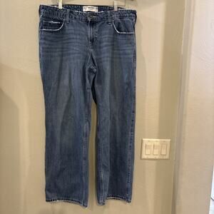 Hollister Low Rise Baggy Jeans Womens 14R 32x32 Regular Blue Distressed Boho